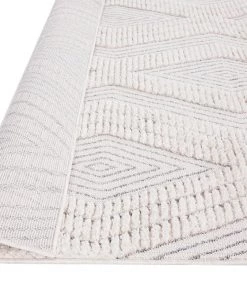 Miss Amara Dayna Ivory And Grey Textured Diamond Tribal Runner Rug