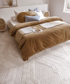 Miss Amara All Rugs Dayna Ivory And Grey Textured Diamond Tribal Rug