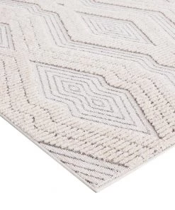 Miss Amara Dayna Ivory And Grey Textured Diamond Tribal Runner Rug