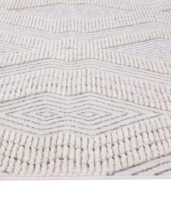 Miss Amara All Rugs Dayna Ivory And Grey Textured Diamond Tribal Rug