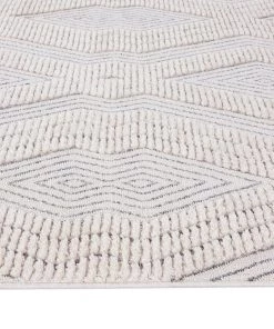 Miss Amara Dayna Ivory And Grey Textured Diamond Tribal Runner Rug
