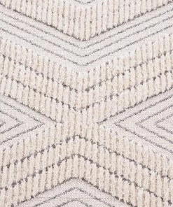 Miss Amara Dayna Ivory And Grey Textured Diamond Tribal Runner Rug