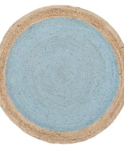 Miss Amara Júzcar Blue Hand-Braided Round Jute Rug