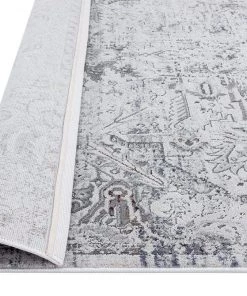 Miss Amara Elania Grey And Blue Traditional Distressed Medallion Rug