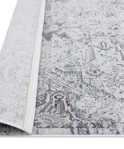 Miss Amara Elania Grey And Blue Traditional Distressed Medallion Runner Rug