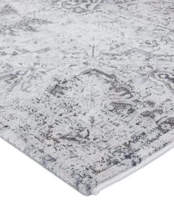 Miss Amara Elania Grey And Blue Traditional Distressed Medallion Rug