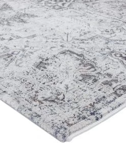 Miss Amara Elania Grey And Blue Traditional Distressed Medallion Runner Rug