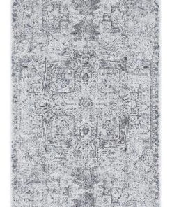 Miss Amara Elania Grey And Blue Traditional Distressed Medallion Runner Rug