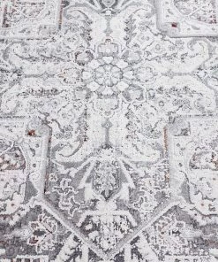 Miss Amara Elania Grey And Blue Traditional Distressed Medallion Runner Rug