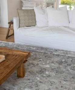 Miss Amara All Rugs Elisha Grey And Blue Traditional Distressed Medallion Rug