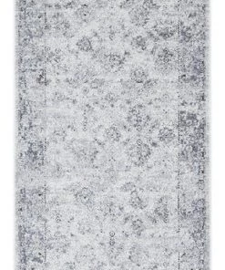 Miss Amara Elisha Grey And Blue Traditional Distressed Medallion Runner Rug