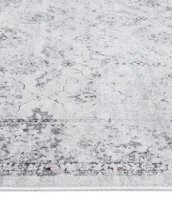 Miss Amara Elisha Grey And Blue Traditional Distressed Medallion Runner Rug