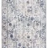 Miss Amara Elletra Cream And Navy Floral Motif Rug All Rugs