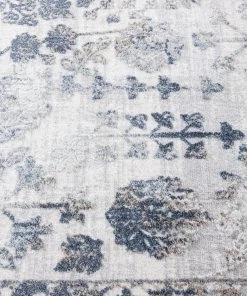 Miss Amara Elletra Cream And Navy Floral Motif Rug All Rugs