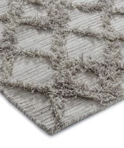 Miss Amara All Rugs Ellika Diamond Pattern Natural Grey Wool Rug