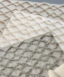 Miss Amara All Rugs Ellika Diamond Pattern Natural Grey Wool Rug