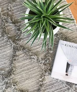 Miss Amara All Rugs Ellika Diamond Pattern Natural Grey Wool Rug