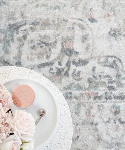 Miss Amara All Rugs Elouise Cream And Grey Multi-Colour Traditional Floral Rug