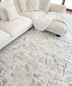 Miss Amara All Rugs Elouise Cream And Grey Multi-Colour Traditional Floral Rug