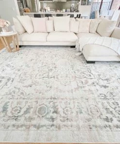 Miss Amara All Rugs Elouise Cream And Grey Multi-Colour Traditional Floral Rug
