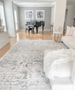 Miss Amara All Rugs Elouise Cream And Grey Multi-Colour Traditional Floral Rug