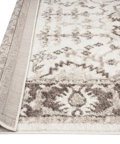 Miss Amara All Rugs Elsa Cream And Brown Traditional Bordered Floral Rug