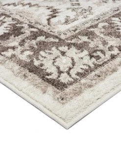 Miss Amara Elsa Cream And Brown Traditional Bordered Floral Runner Rug All Rugs