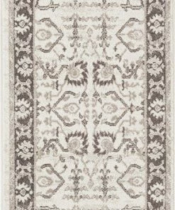 Miss Amara Elsa Cream And Brown Traditional Bordered Floral Runner Rug All Rugs