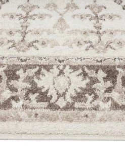 Miss Amara Elsa Cream And Brown Traditional Bordered Floral Runner Rug All Rugs
