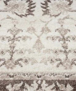 Miss Amara All Rugs Elsa Cream And Brown Traditional Bordered Floral Rug