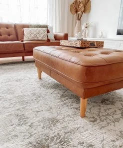 Miss Amara Eshe Grey And Ivory Distressed Floral Rug