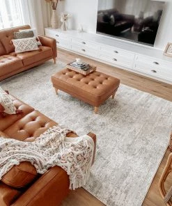 Miss Amara Eshe Grey And Ivory Distressed Floral Rug