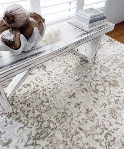Miss Amara All Rugs Evangeline Stone Grey Distressed Floral Design Rug