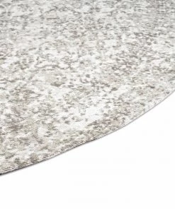 Miss Amara Evangeline Stone Grey Distressed Floral Design Round Rug