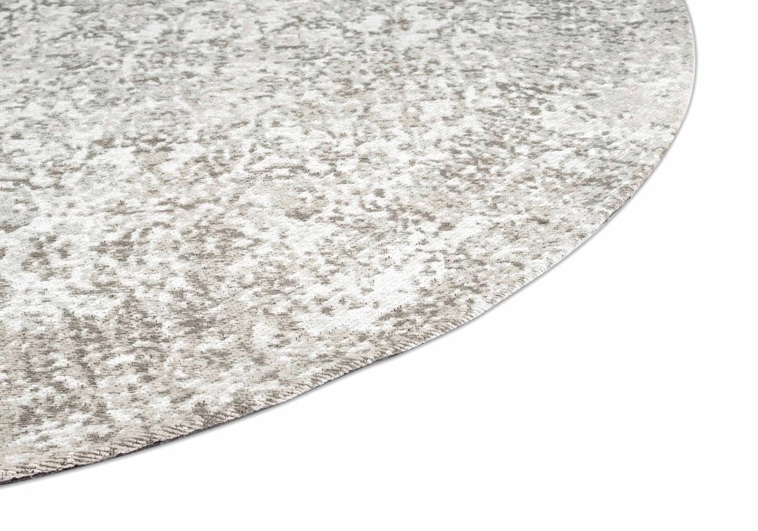 Miss Amara Evangeline Stone Grey Distressed Floral Design Round Rug