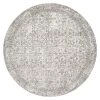 Miss Amara Evangeline Stone Grey Distressed Floral Design Round Rug