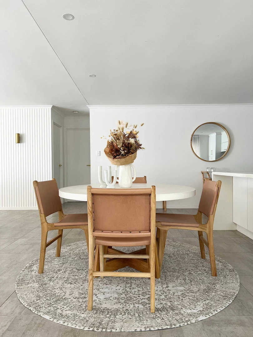 Miss Amara Evangeline Stone Grey Distressed Floral Design Round Rug