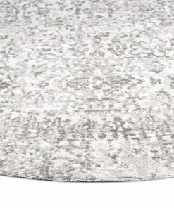 Miss Amara Evangeline Stone Grey Distressed Floral Design Round Rug