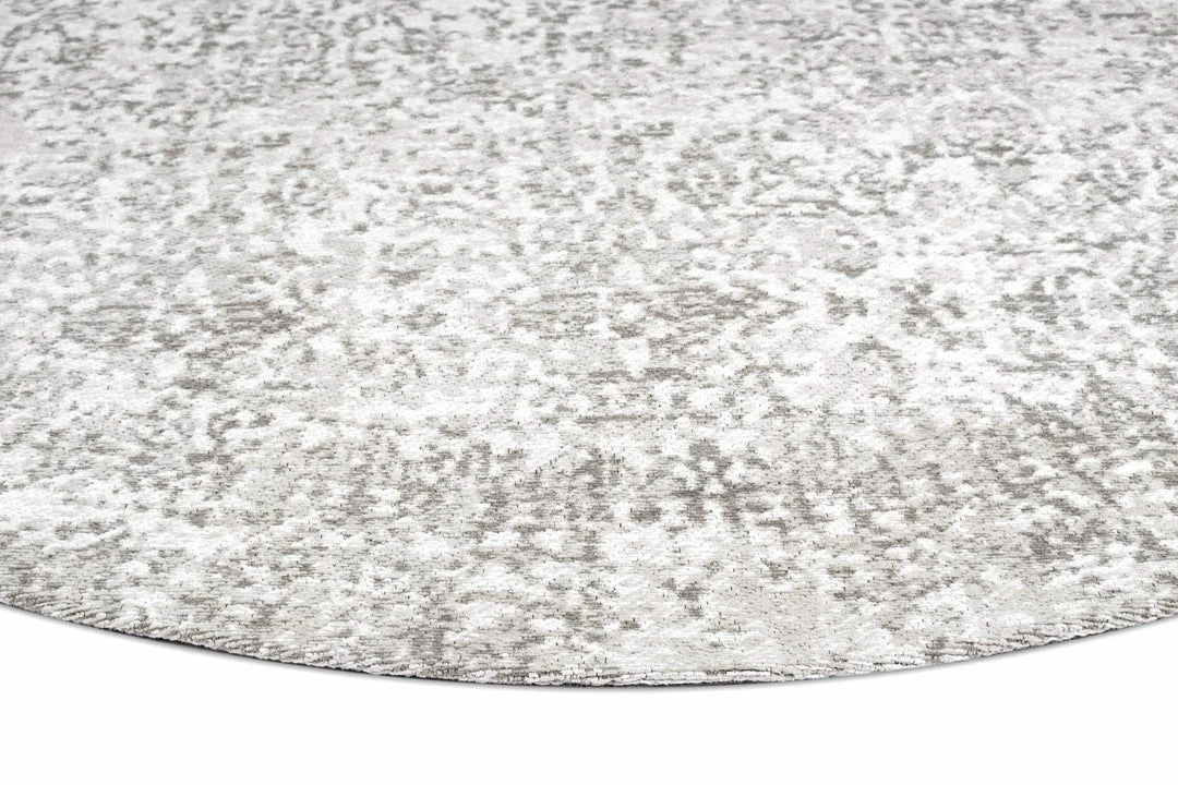 Miss Amara Evangeline Stone Grey Distressed Floral Design Round Rug