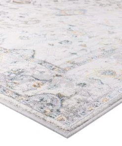 Miss Amara Evelyn Cream Blue And Tan Ornate Rug