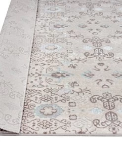 Miss Amara Evie Cream Grey And Blue Traditional Floral Runner Rug