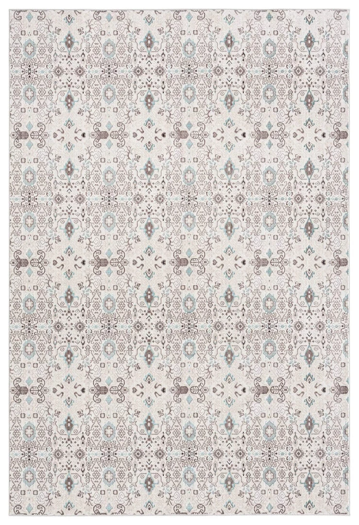 Miss Amara All Rugs Evie Cream Grey And Blue Traditional Floral Rug