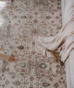 Miss Amara All Rugs Evie Cream Grey And Blue Traditional Floral Rug