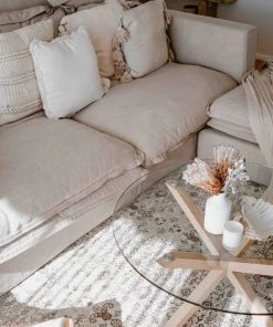 Miss Amara All Rugs Evie Cream Grey And Blue Traditional Floral Rug