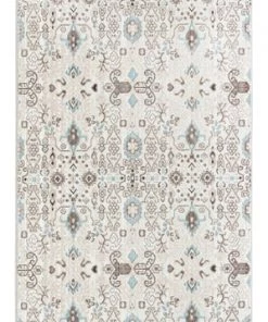 Miss Amara Evie Cream Grey And Blue Traditional Floral Runner Rug