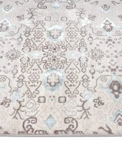 Miss Amara All Rugs Evie Cream Grey And Blue Traditional Floral Rug