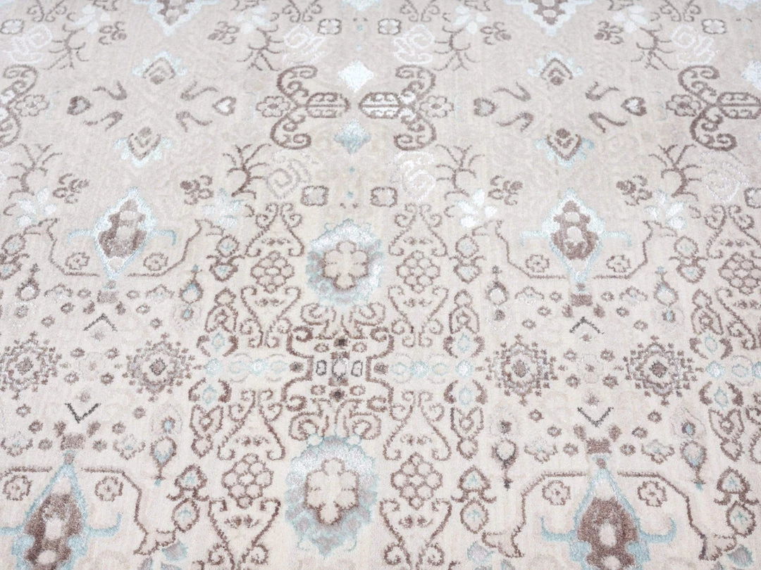 Miss Amara All Rugs Evie Cream Grey And Blue Traditional Floral Rug
