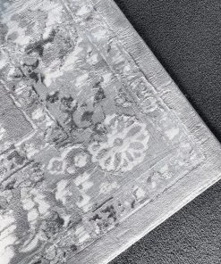 Miss Amara Evryn Charcoal Grey And Ivory Distressed Floral Rug