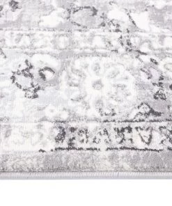 Miss Amara Evryn Charcoal Grey And Ivory Distressed Floral Rug