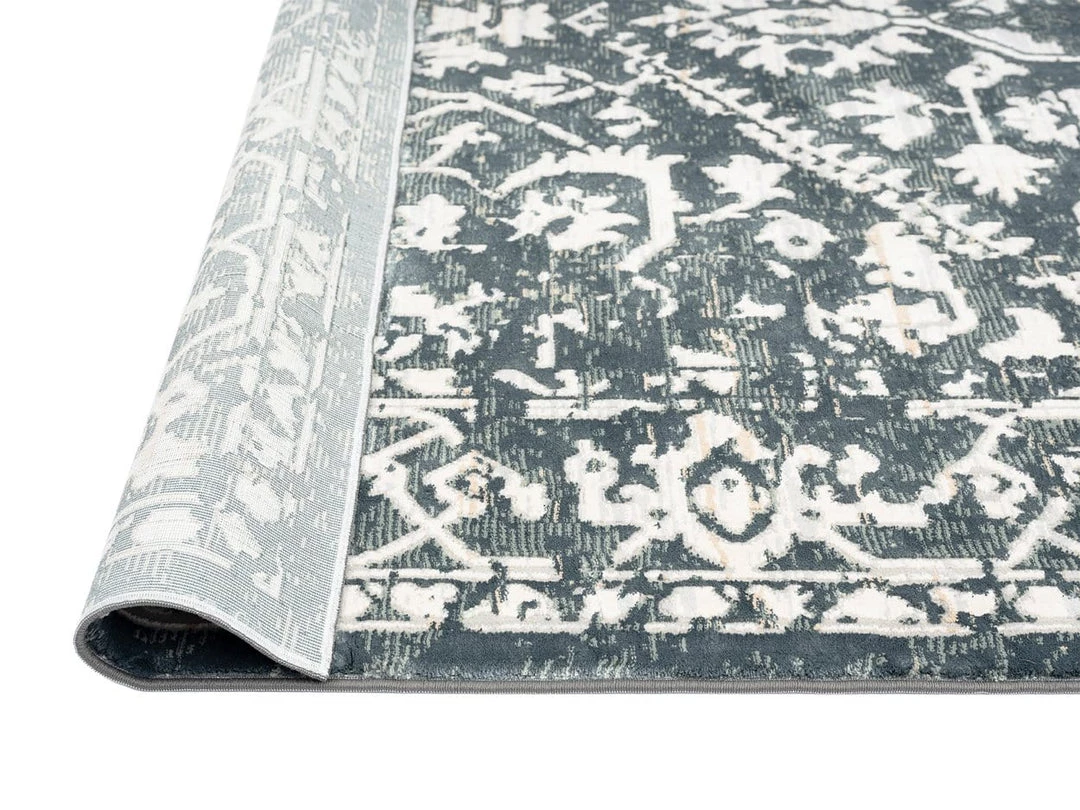 Miss Amara Fahri Charcoal Grey And Ivory Traditional Distressed Rug All Rugs